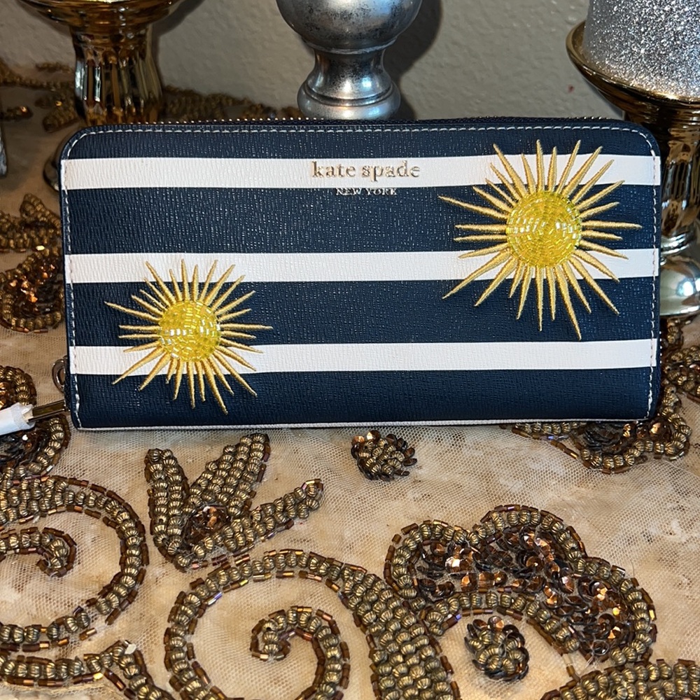 Kate Spade Sun kissed striped zip around continental wallet